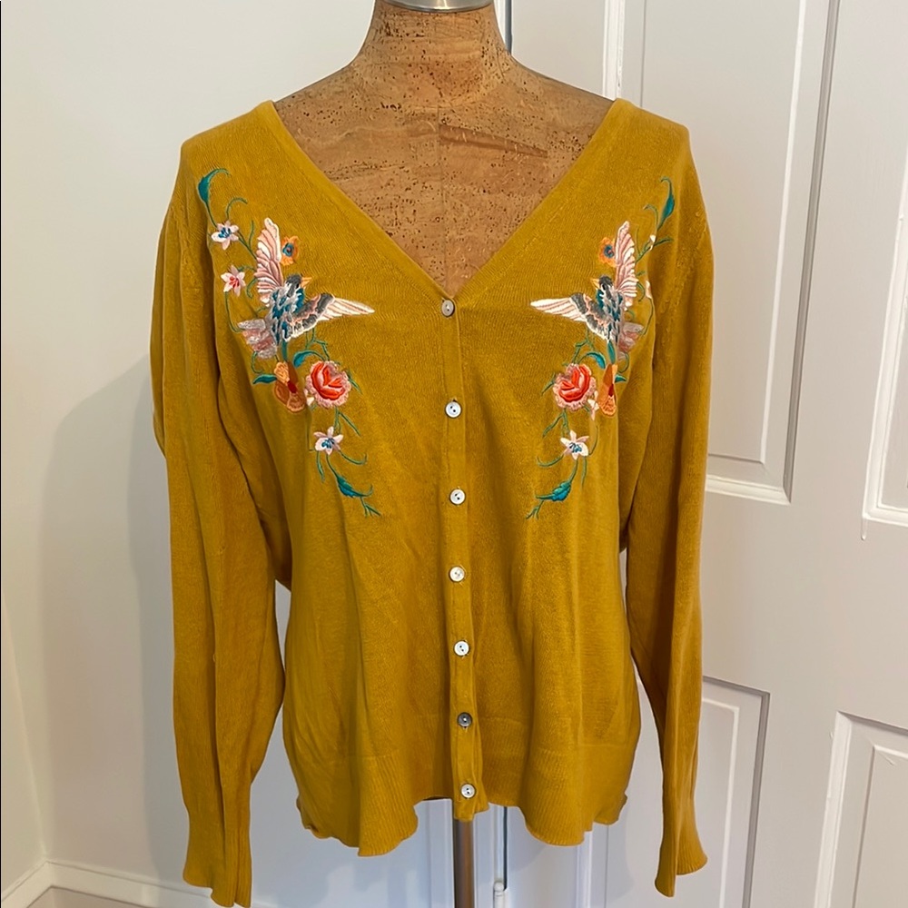Anna Scholz Embroidered Cardigan Sweater XXL